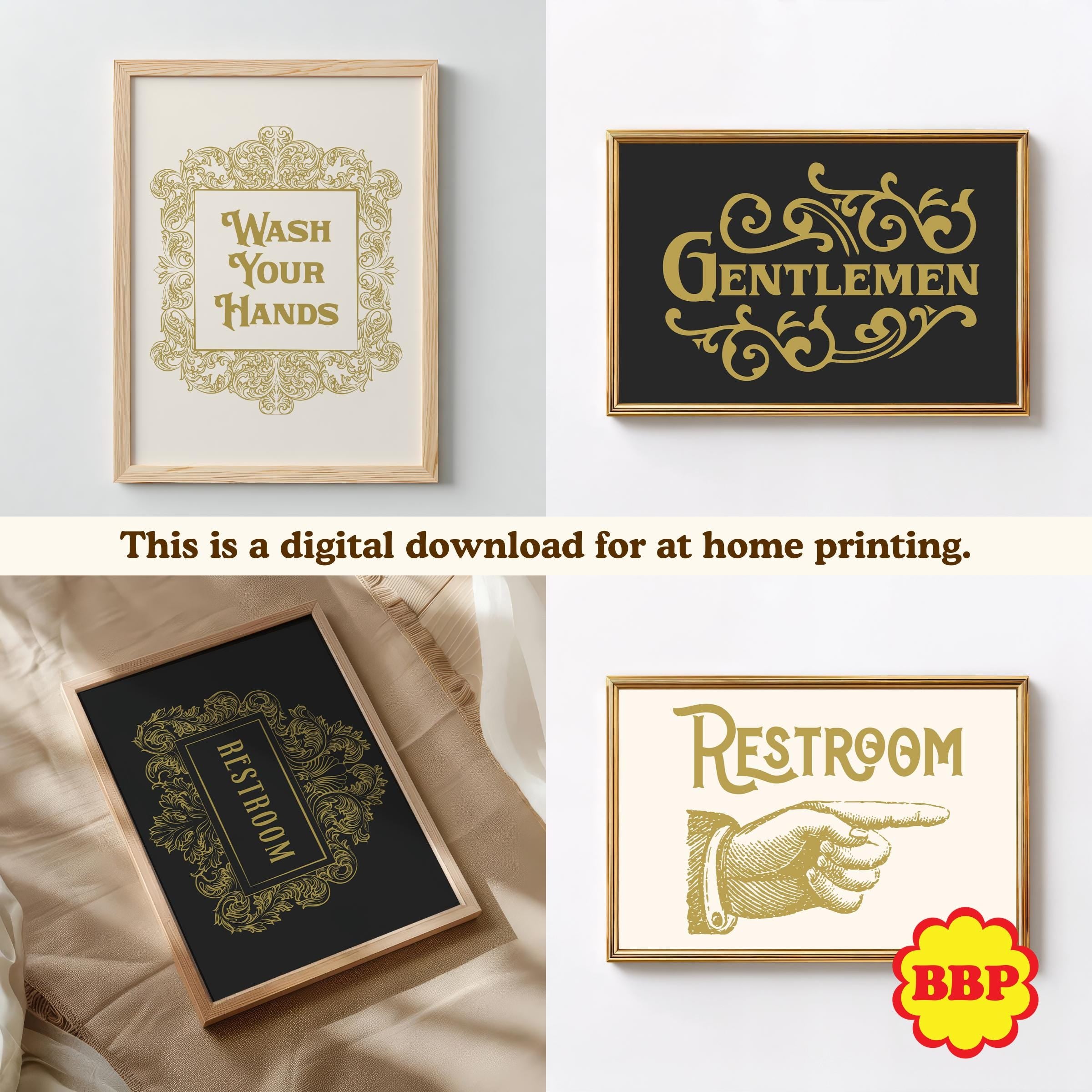 28 Victorian Bathroom Signs | Digital Download Bundle