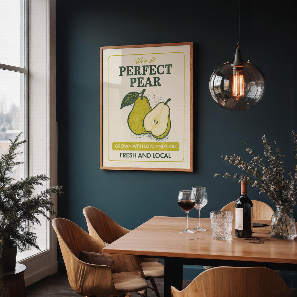 3 Vintage Fruit Posters | Perfect Pear, An Apple a Day, Peachy Keen | Digital Download