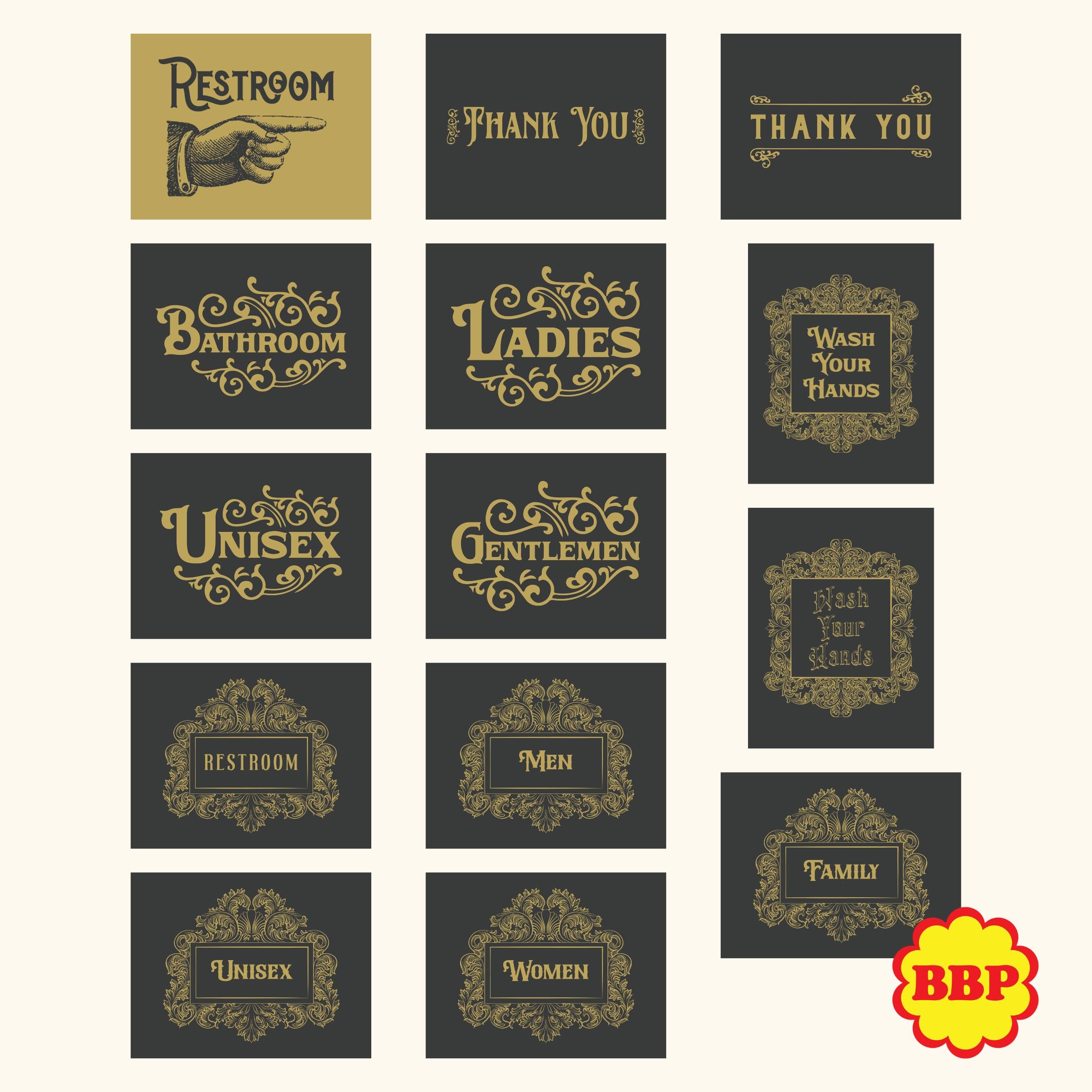 28 Victorian Bathroom Signs | Digital Download Bundle