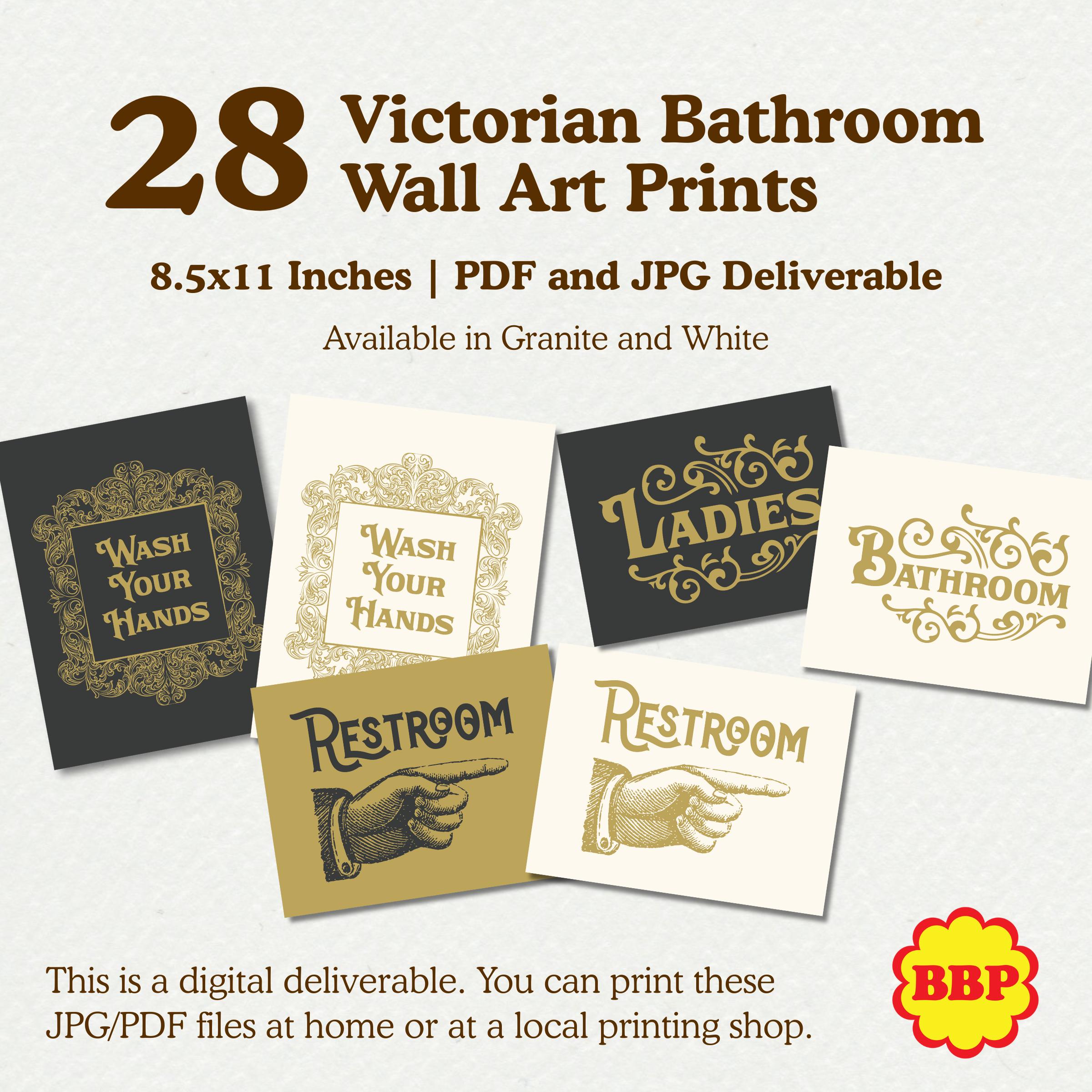 28 Victorian Bathroom Signs | Digital Download Bundle