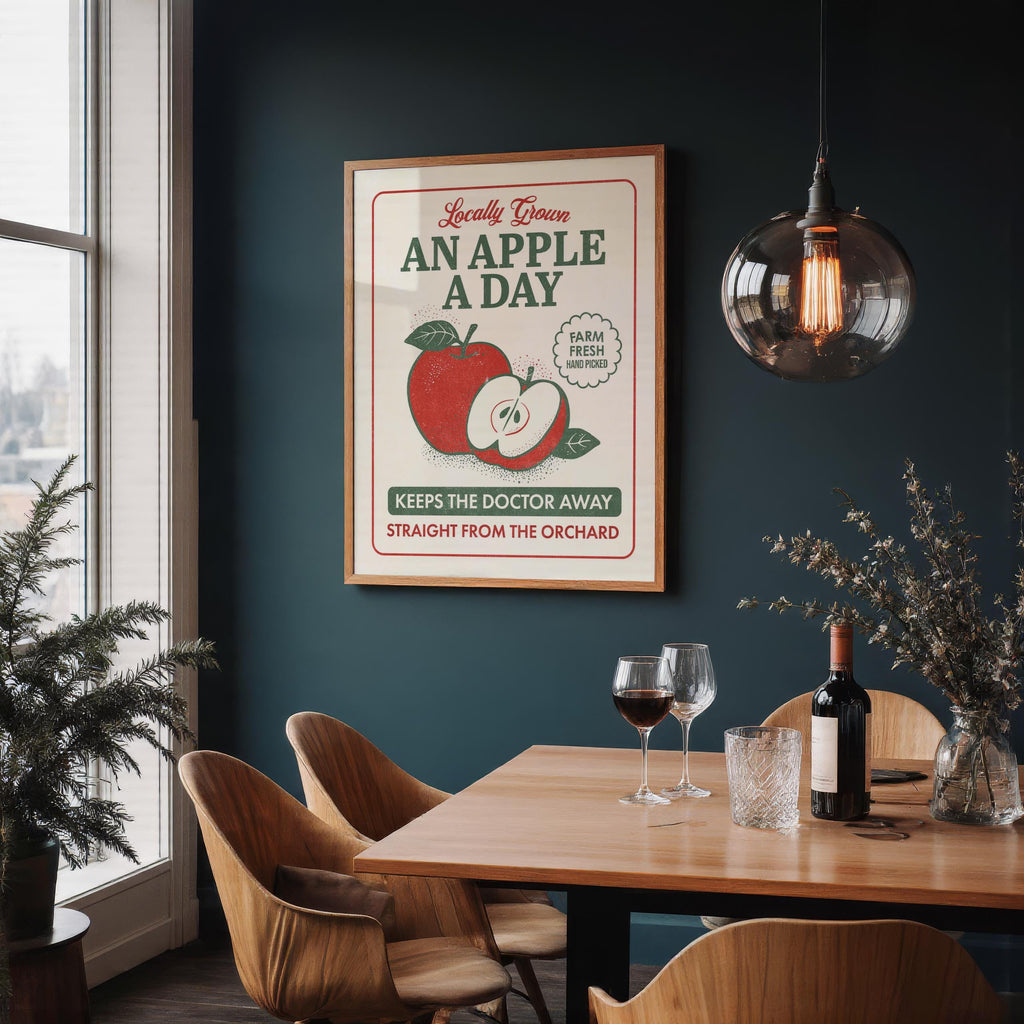 3 Vintage Fruit Posters | Perfect Pear, An Apple a Day, Peachy Keen | Digital Download