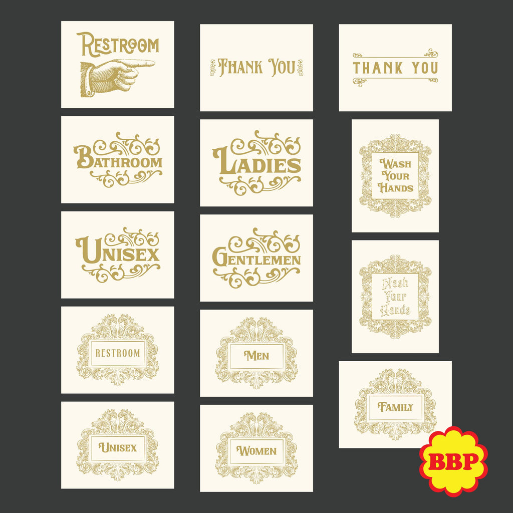 28 Victorian Bathroom Signs | Digital Download Bundle